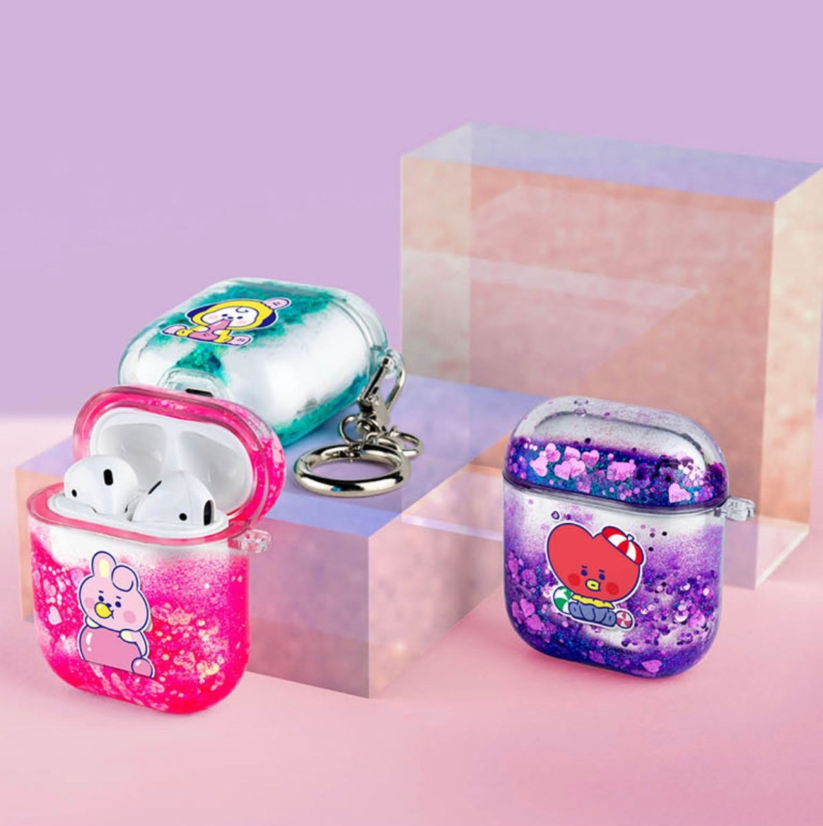 [LINE X BT21] BT21 Baby Jelly Candy Bling Aqua AirPods Case - K-STAR
