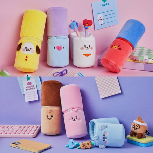 [LINE X BT21] BT21 Baby Study With Me Face Pencil Case - K-STAR