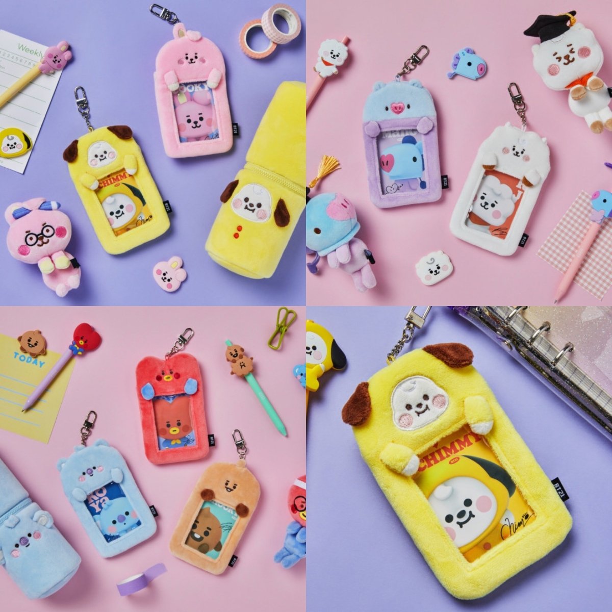 [LINE X BT21] BT21 Baby Study With Me Photocard Holder Keyring - K-STAR