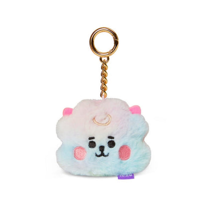 [LINE X BT21] BT21 Face Doll Bag Charm Rainbow Fur Series - K-STAR