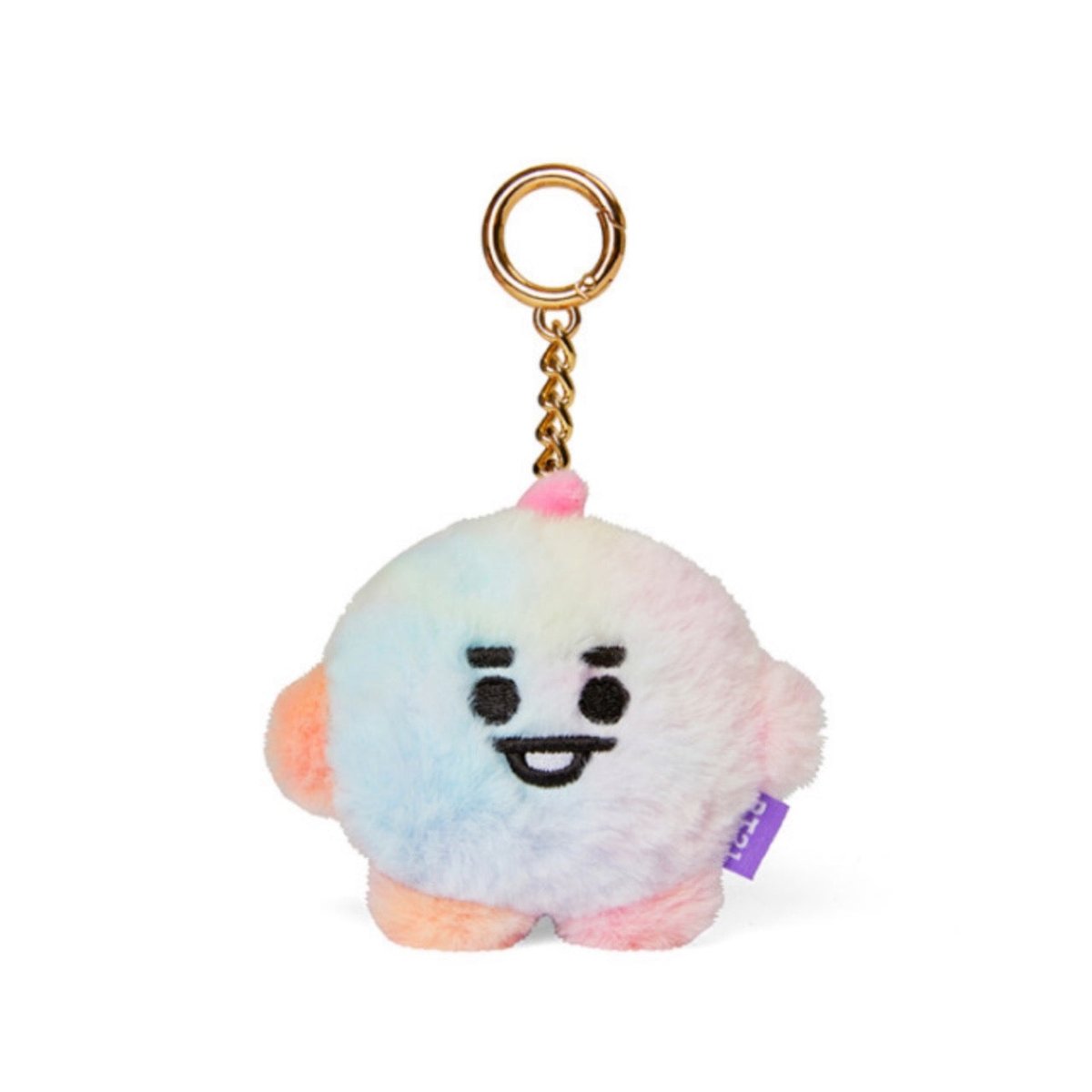 [LINE X BT21] BT21 Face Doll Bag Charm Rainbow Fur Series - K-STAR