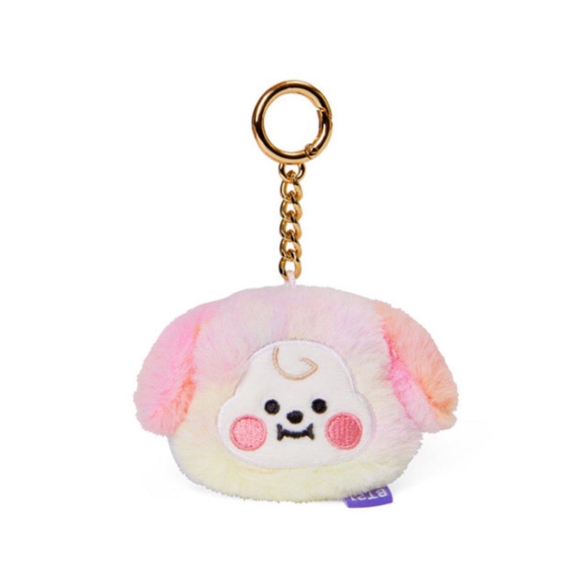 [LINE X BT21] BT21 Face Doll Bag Charm Rainbow Fur Series - K-STAR