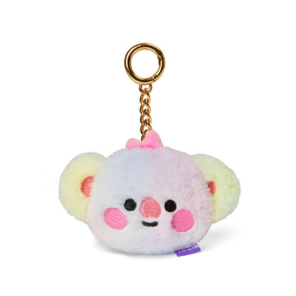 [LINE X BT21] BT21 Face Doll Bag Charm Rainbow Fur Series - K-STAR