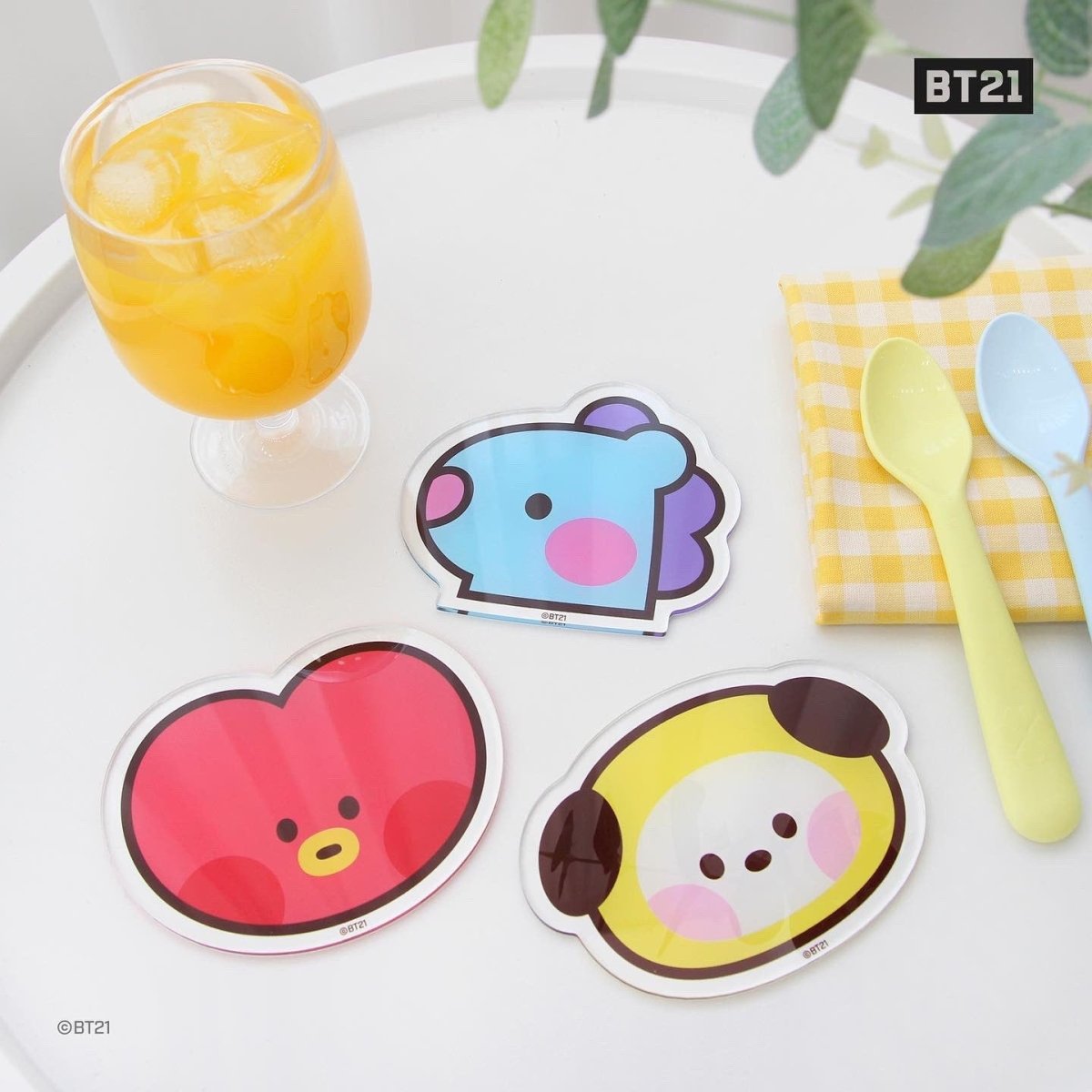 [LINE X BT21] BT21 Minini Face Acrylic Coaster - K-STAR
