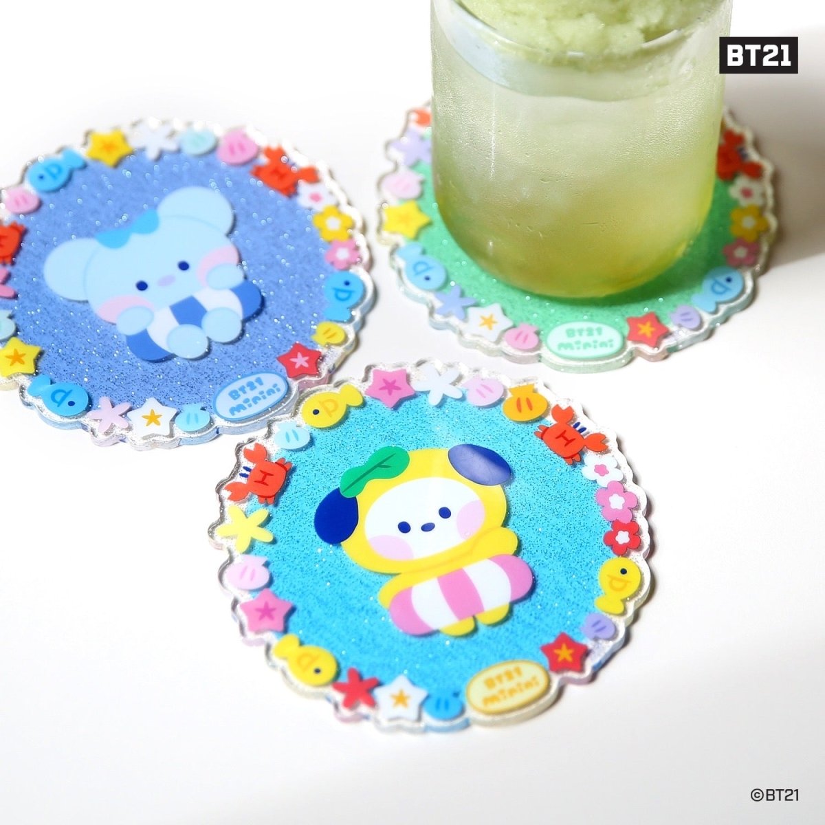 [LINE X BT21] BT21 Minini Summer Sky Acrylic Coaster - K-STAR
