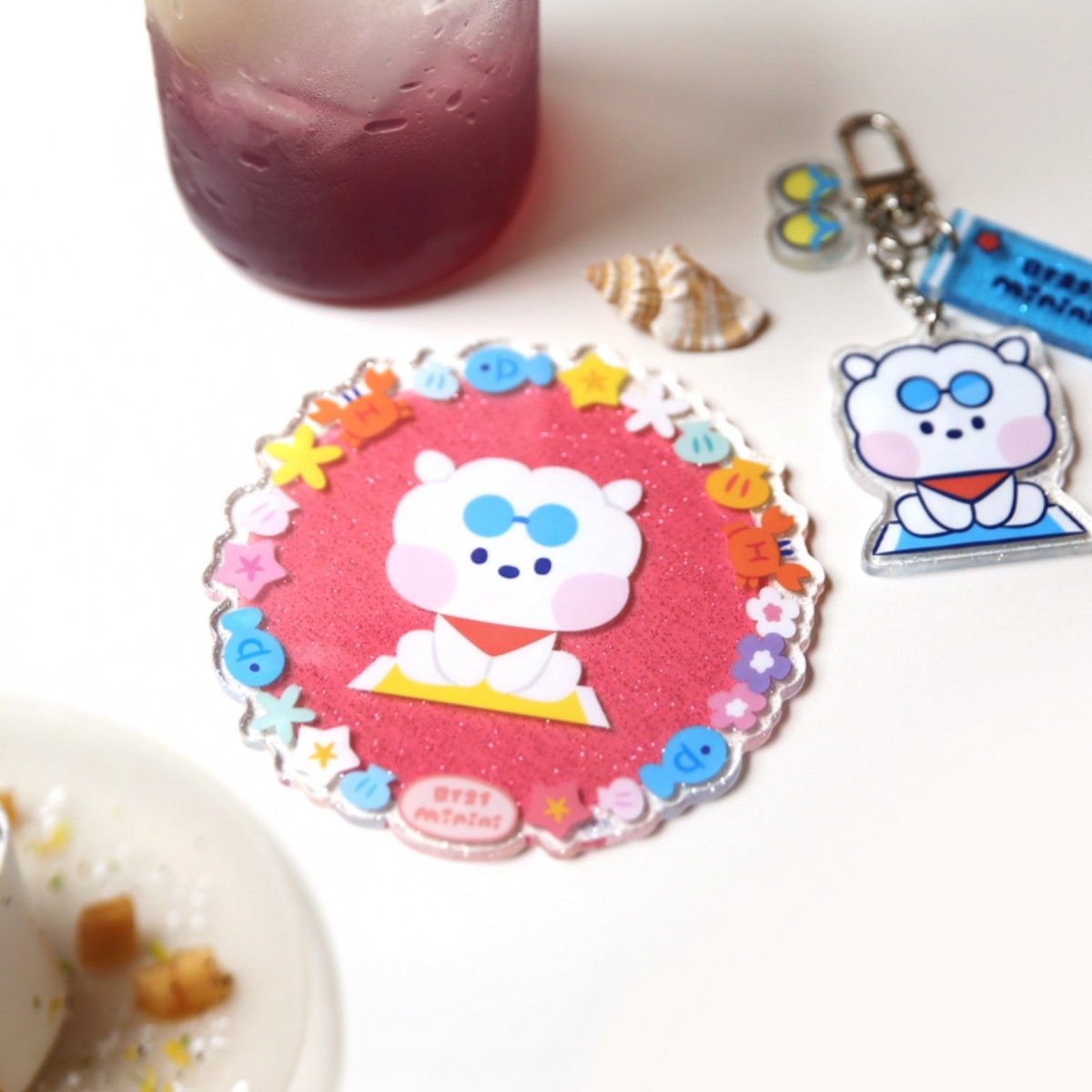 [LINE X BT21] BT21 Minini Summer Sky Acrylic Coaster - K-STAR