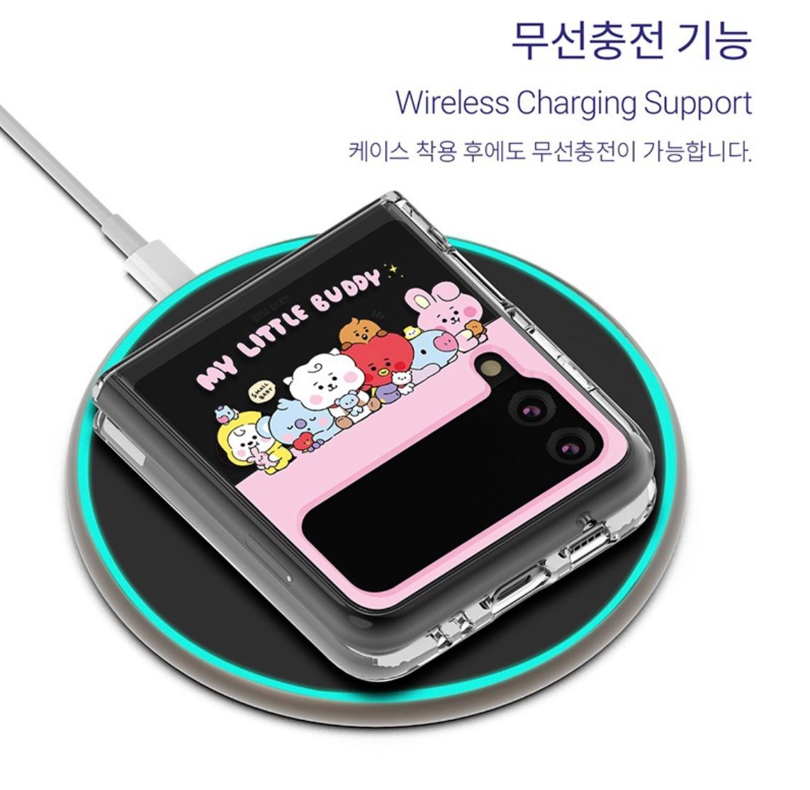 [LINE X BT21] BT21 My Little Buddy Galaxy Z FLIP 3 Clear Reinforced Phone Case - K-STAR