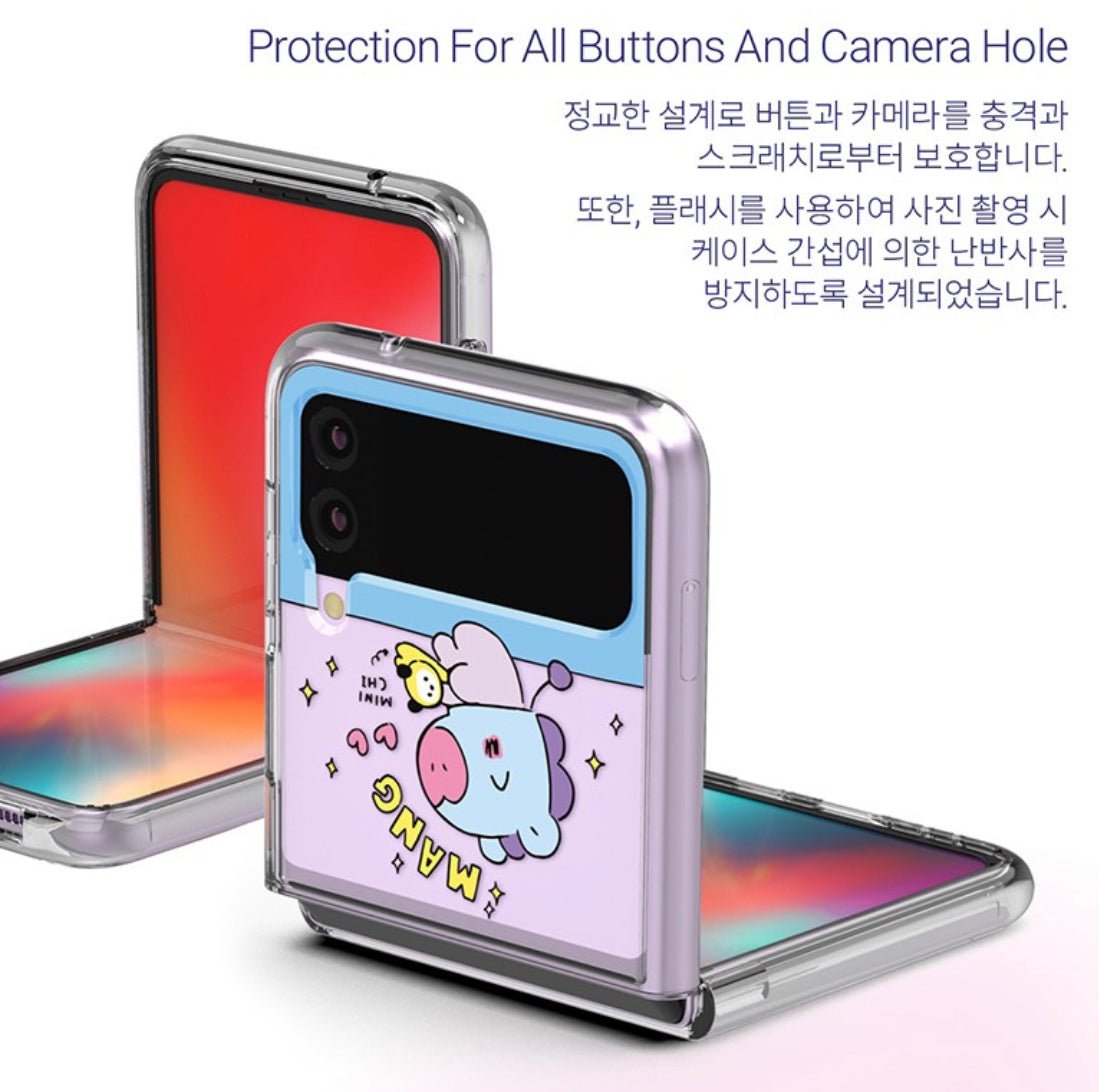 [LINE X BT21] BT21 My Little Buddy Galaxy Z FLIP 3 Clear Reinforced Phone Case - K-STAR