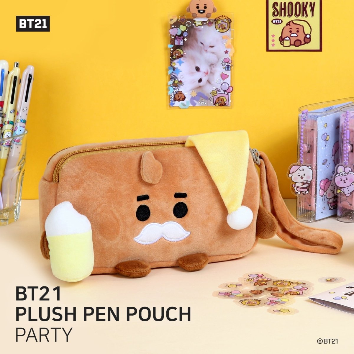 [LINE X BT21] BT21 Plush Pen Pouch Party Version - K-STAR
