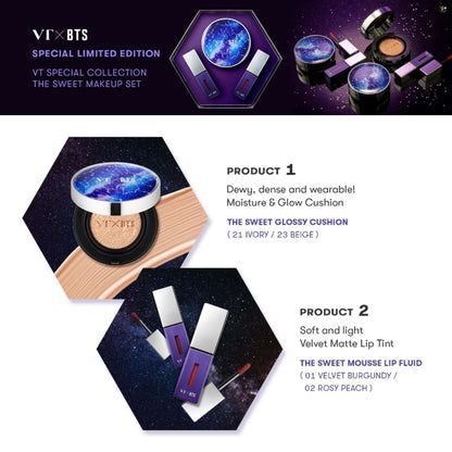 [VT COSMETICS X BTS] The Sweet Special Edition Set (Cushion + 2 Lip Fluid)