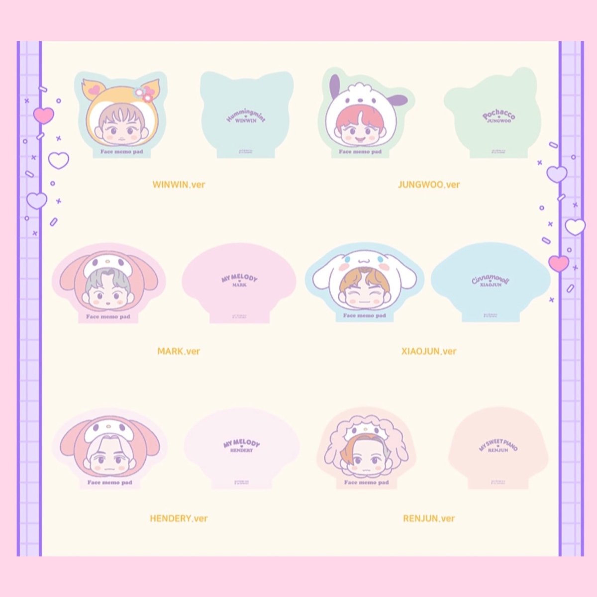 NCT x SANRIO TOWN Official Face Memo Pad - K-STAR