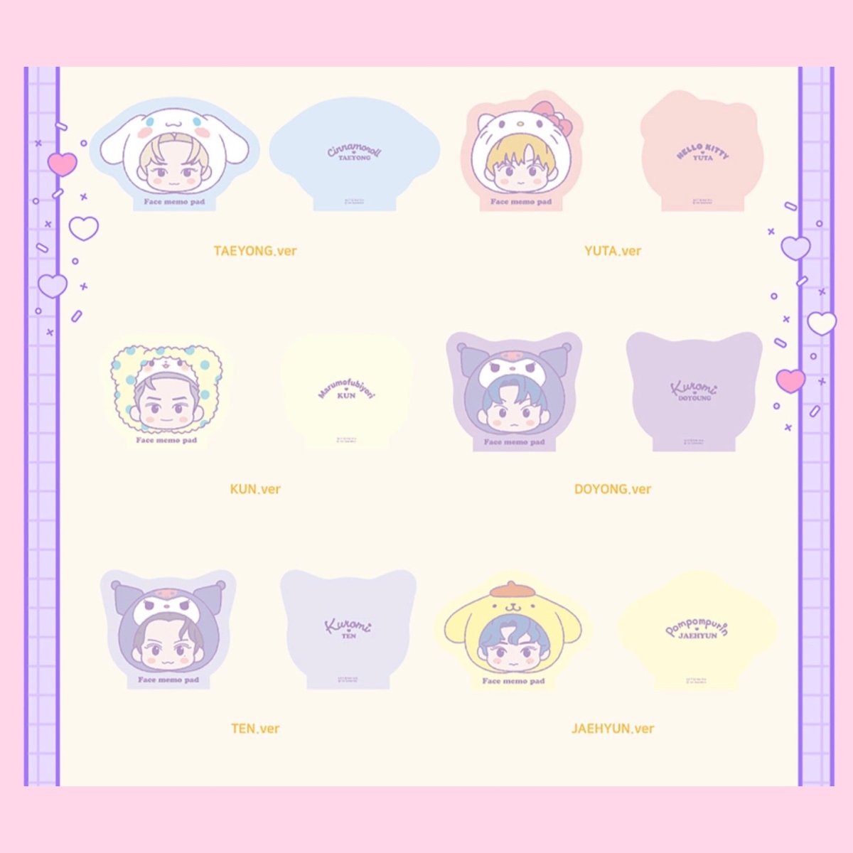 NCT x SANRIO TOWN Official Face Memo Pad - K-STAR