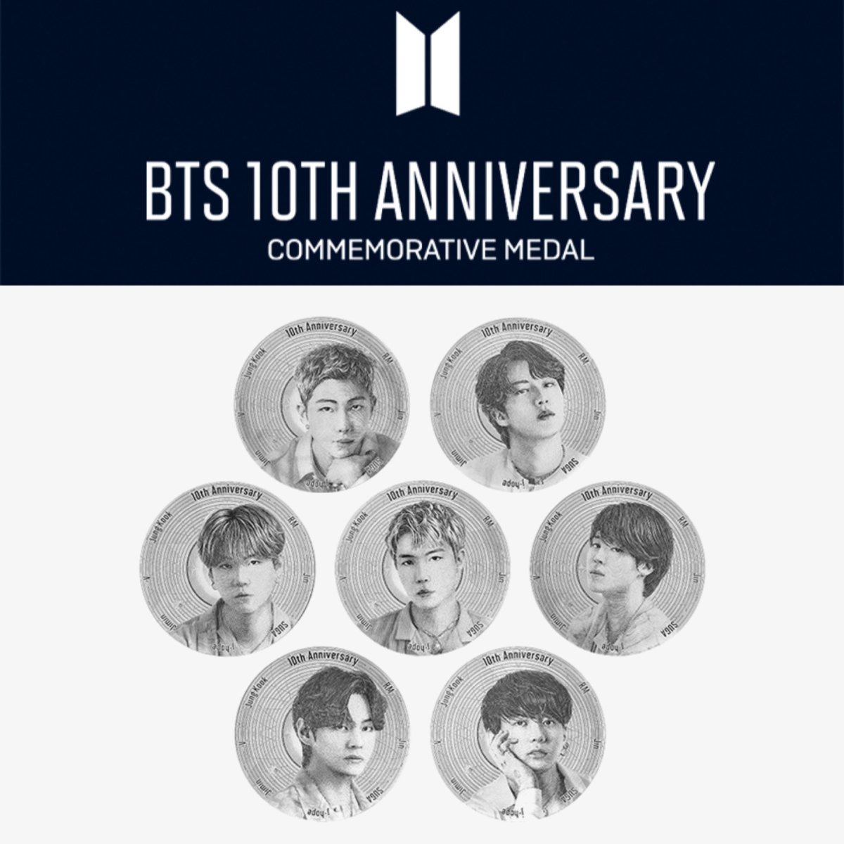 [PREORDER APR 6TH, 2024] BTS OFFICIAL 10TH ANNIVERSARY COMMEMORATIVE MEDAL (SILVER 1/2 OZ) - K-STAR