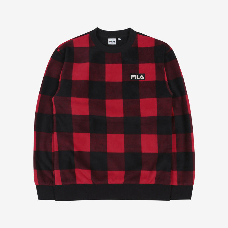 [FILA X BTS] Check Boa Sweatshirt Dark Red