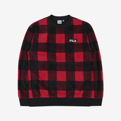 [FILA X BTS] Check Boa Sweatshirt Dark Red