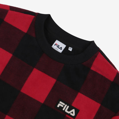 [FILA X BTS] Check Boa Sweatshirt Dark Red
