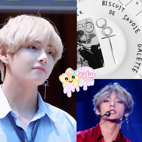 Taehyung's Style DNA Cross Earrings - K-STAR